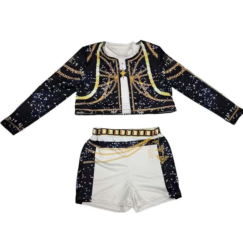 3Pcs Halloween Girls Costumes Rumi Pop Singers Clothes Demon Hunters Zoey Mira Tops Skirt Dance Outfits Set Matching Outfits