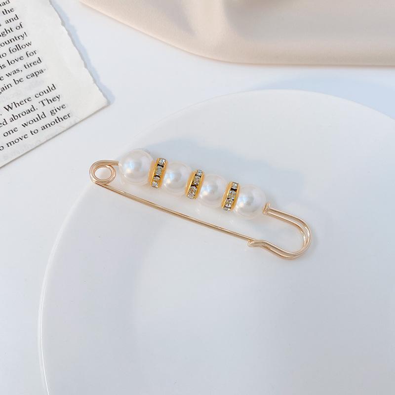 

Detachable Pearl Brooch Pins Fastener Pants Pin Decoration Button Clips Sewing-Free Buckles for Jeans Waist Extender Safety Pins