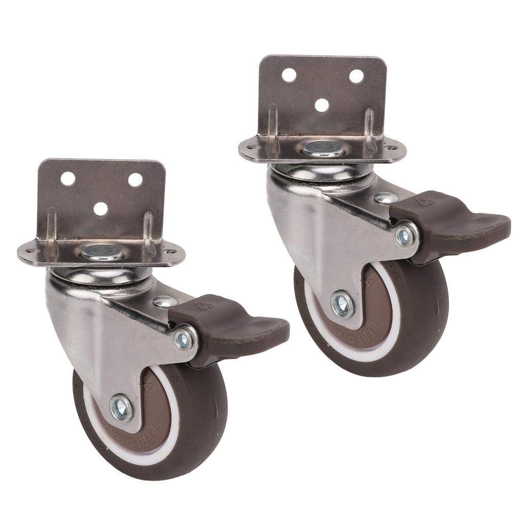 2 Stück L-Winkel-Rolle mit Bremse Langlebiges TPE-Gummi Metall 360 Grad drehbar Flexibel Geräuscharm Lenkrolle mit Drehplatte