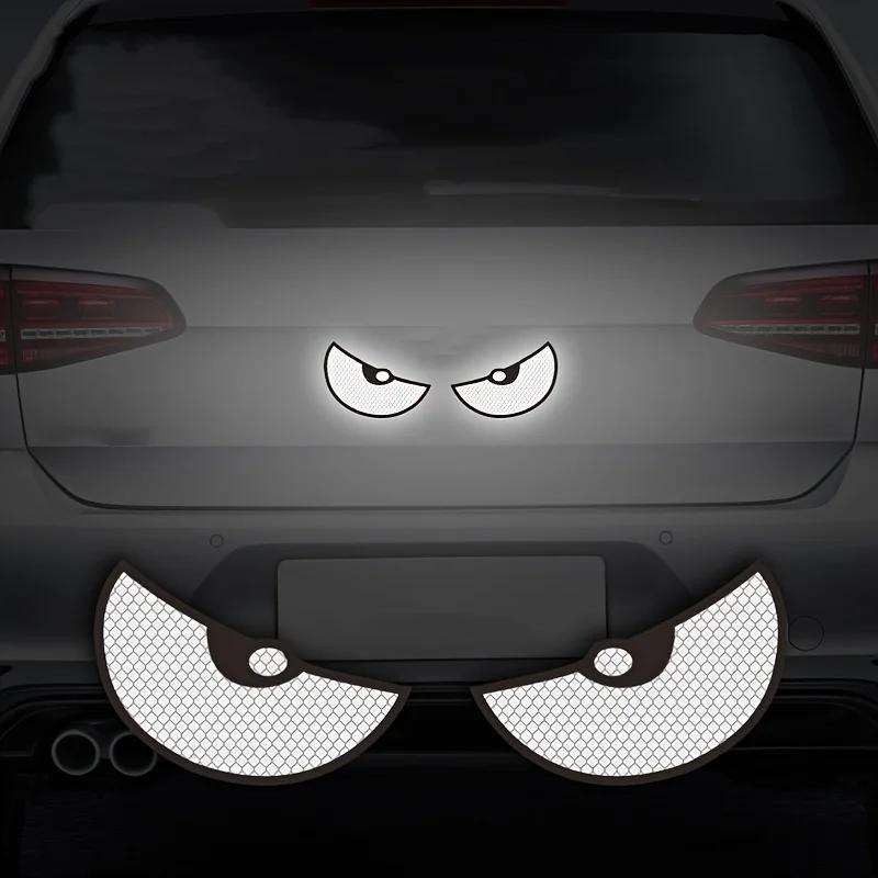 2pcs/Set Reflective Car Stickers - Improve Your Vehicle's Visibility and Safety with Devil Eye Stickers!