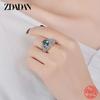 925 Silver Aquamarine Ring for Women Fashion Wedding Jewelry