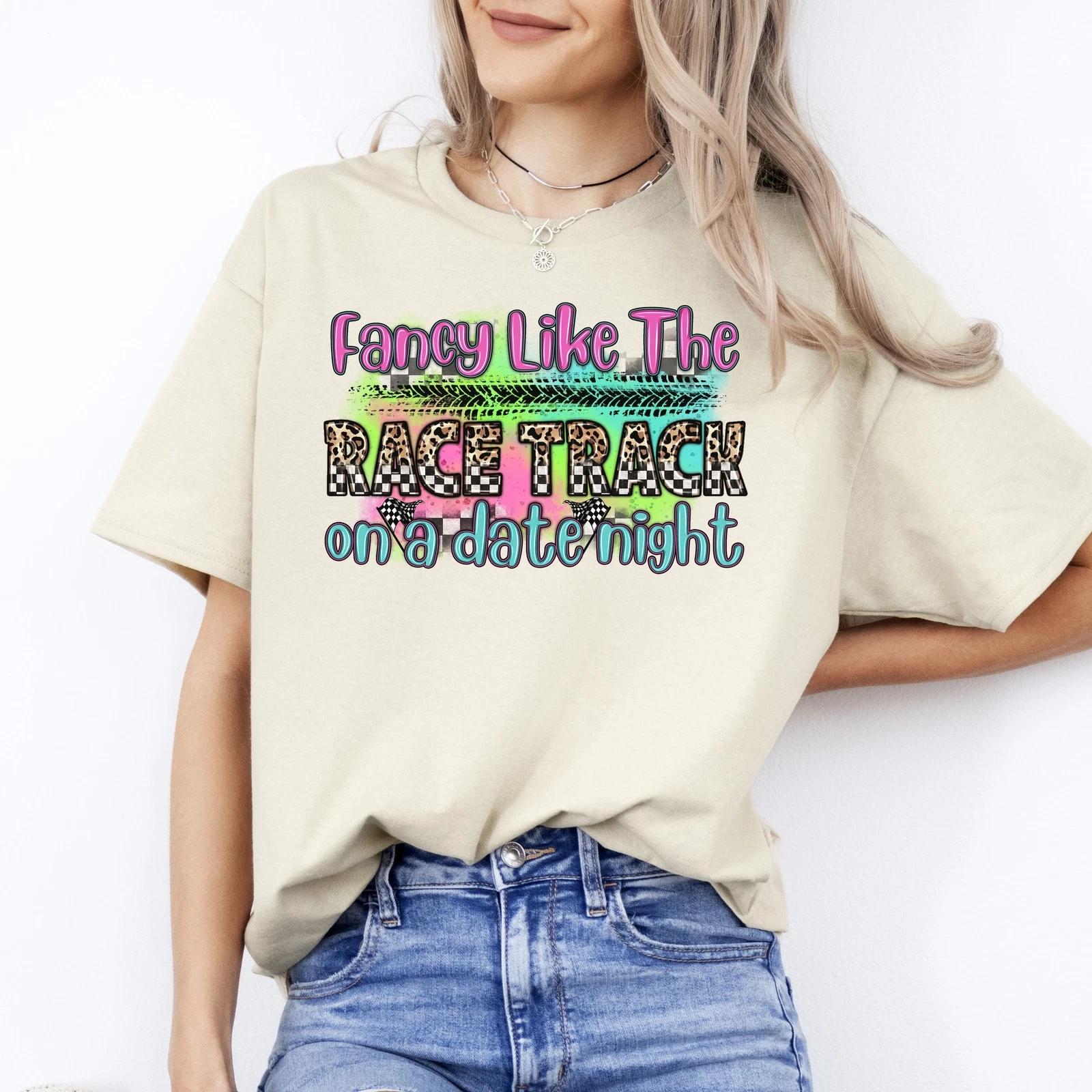 Fancy like the race track on a date night T-Shirt gift Dirt track racing race da L
