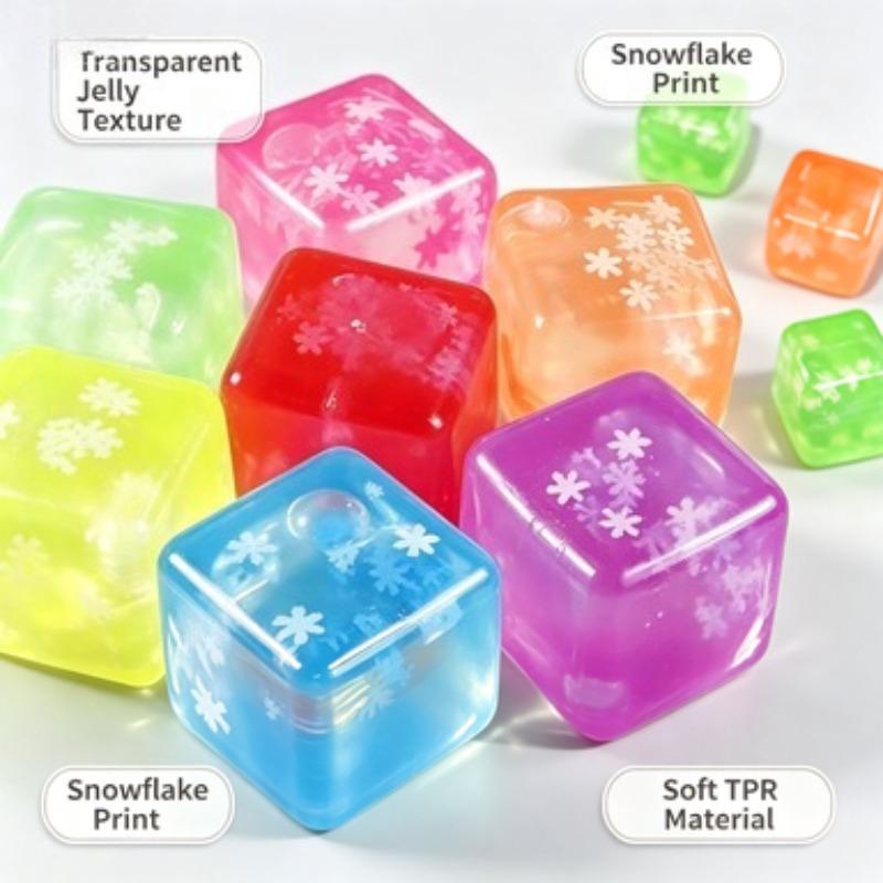 Snowflake Square Maltose Squishy Fidget Toy Stress Relief Sensory Toy Clear Squeeze Decompression Toy for Kids Classroom Rewards