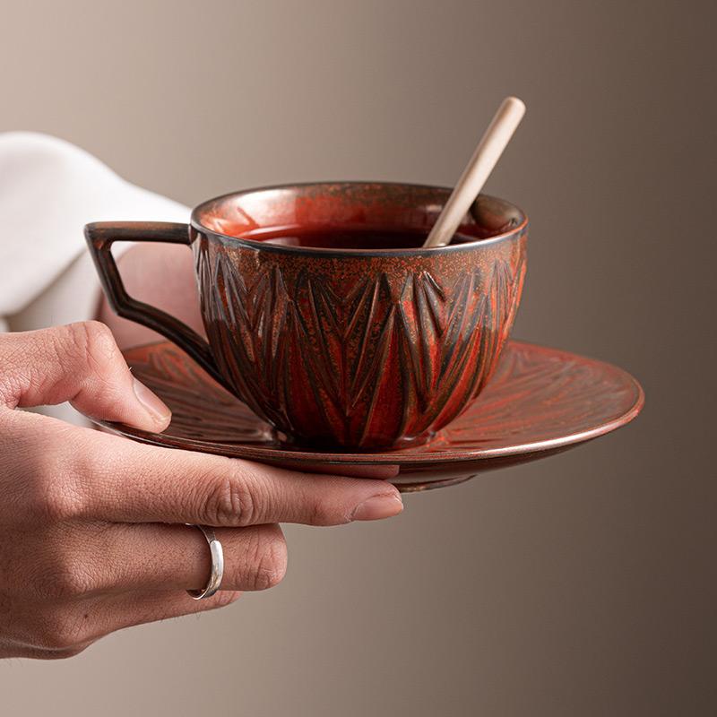 Vintage Coffee Mug Ceramic Exquisite Mug Commercial High Color Value Latte Cup Afternoon Tea Cup and Saucer