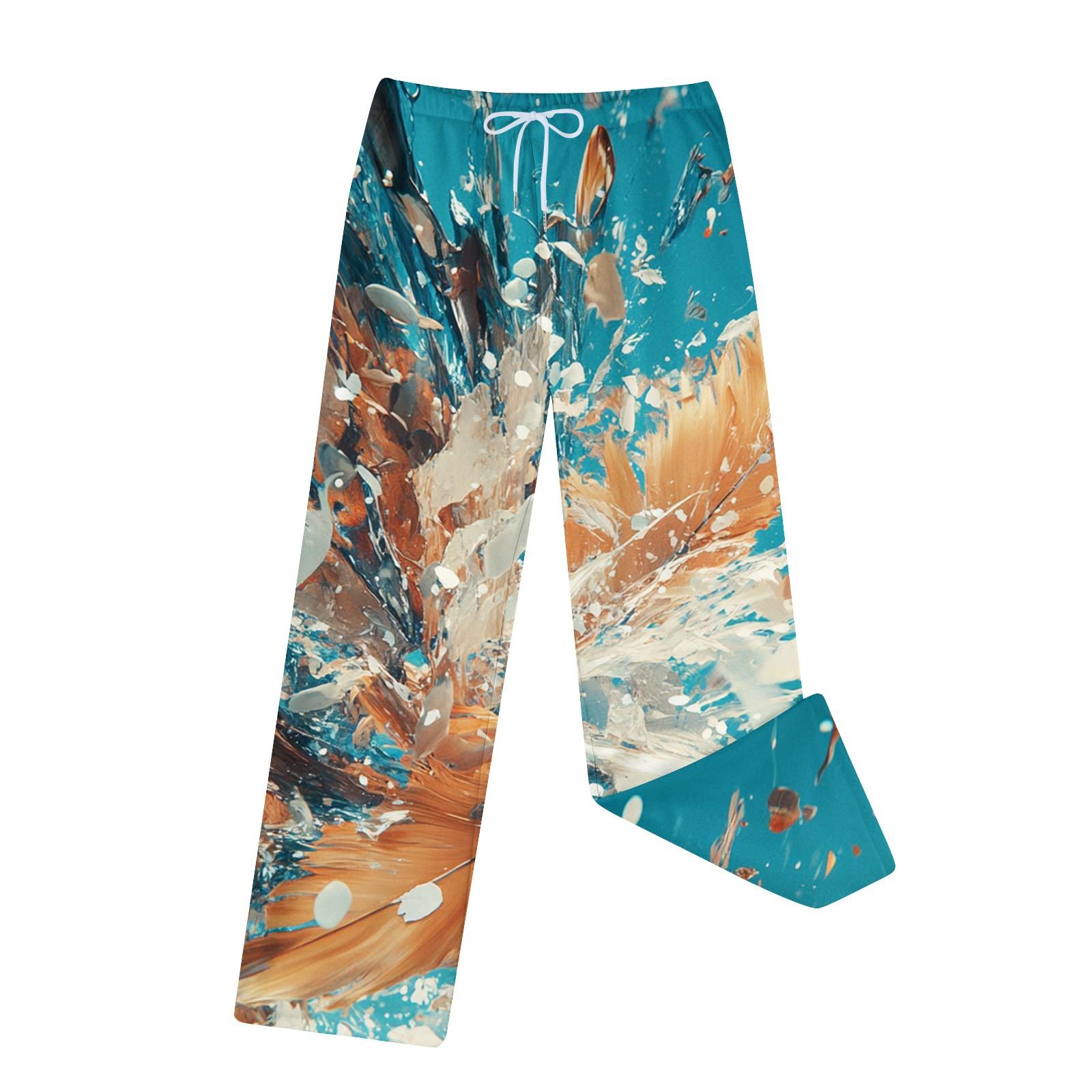 

Женские зимние модные прямые плюшевые утолщенные брюки с завязками и карманами XL небесно-голубой