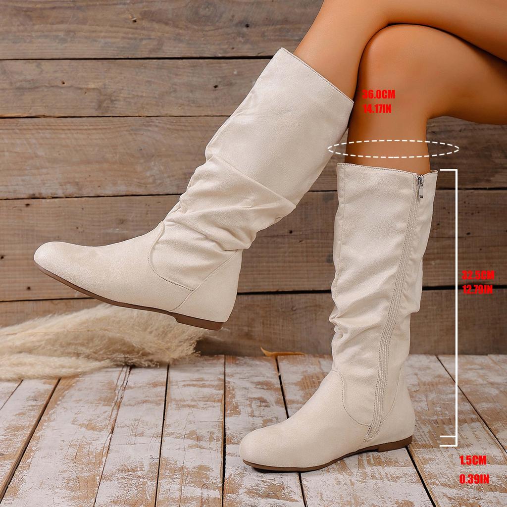 Übergrößen Schuhe für Damen 36-43 Herbst Frühling Mode Damen Plateau Bequem Rutschfest Wadenhohe Stiefel Freizeit Damenstiefel