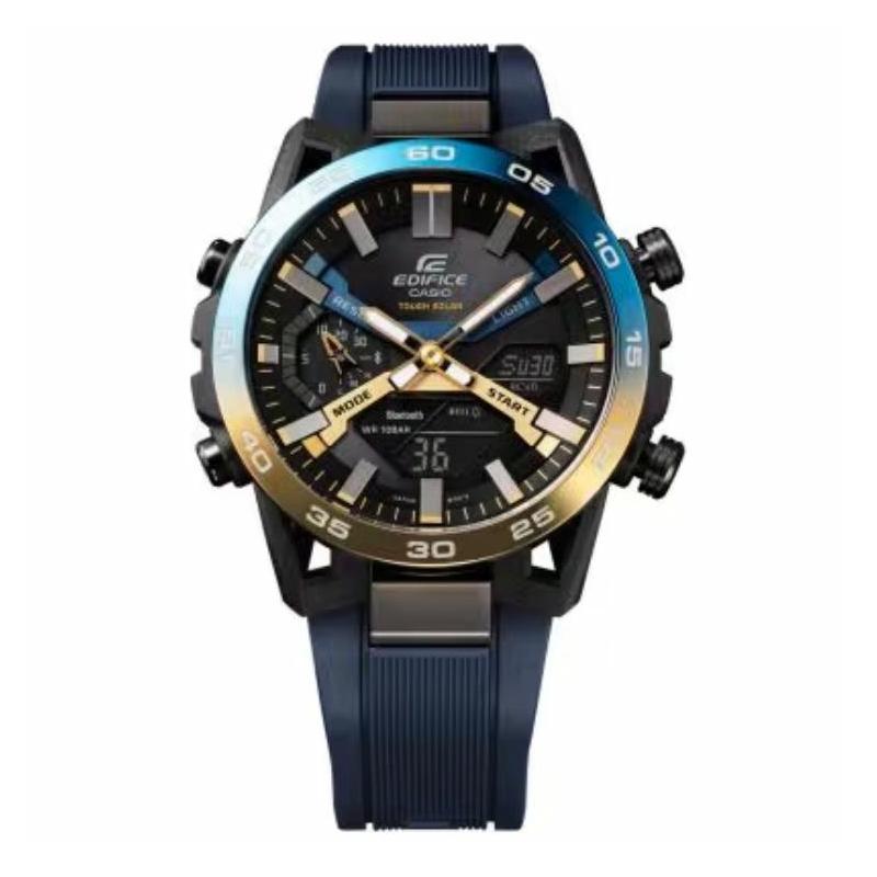 

CASIO Night Driving Series 100 Meters Waterproof Taste Solar Quartz Resin Strap Men s Watch Black Dial ECB-2000NP-1A чорний