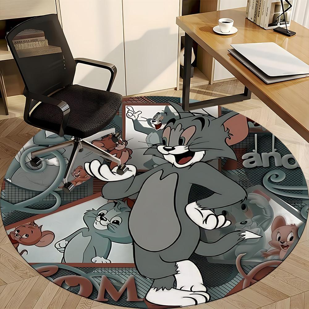 1pc Tom Jerry Office Round Area Rug, Under Office Chairs Bedroom Living Room Home Decor, Room Deco, Available in Various Sizes098