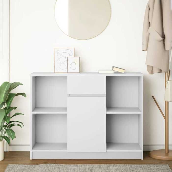 VidaXL Buffet avec tiroir blanc 101x35x76 cm bois d'ingénierie, meuble de rangement, buffet, meuble d'entrée, meuble buffet 861562