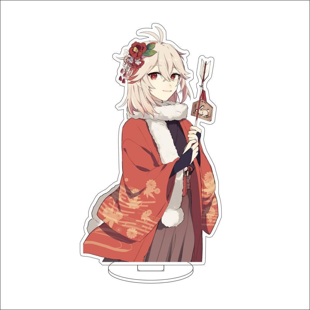 16CM Anime Genshin Impact Figure Stand Model Kaedehara Kazuha Cute Desk Decor Standing Sign Gifts