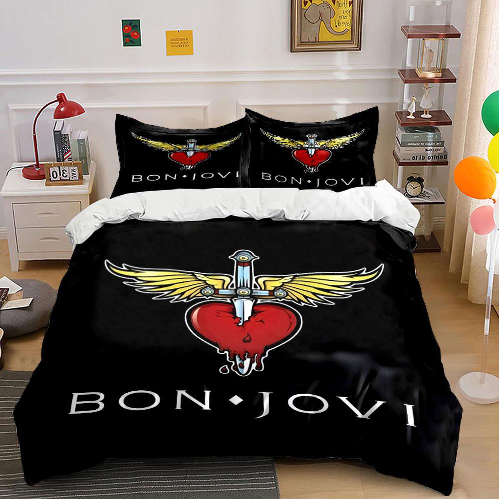 Bon Jovi Sirds Logotipa Gultasveļa Gultasveļas