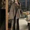 Women Office Lady Elegant Loose Retro Woolen Blazer Jacket Autumn Winter Thickened Coat Brown Korea Chic Overcoat
