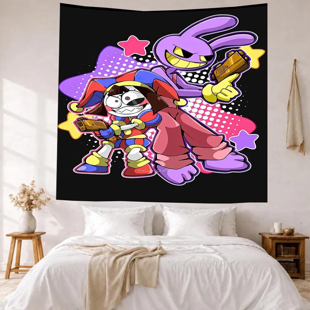 Digital Circus Wall Decor Tapestry Art For Pet Memorial Birthdaywedding Party Backdrop Family Gift