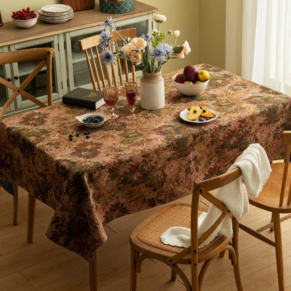 Retro American Tablecloth Elegant Dining Table Cover Oil Painting Design Luxury Table Mat Tea Table Cloth for Home Decor