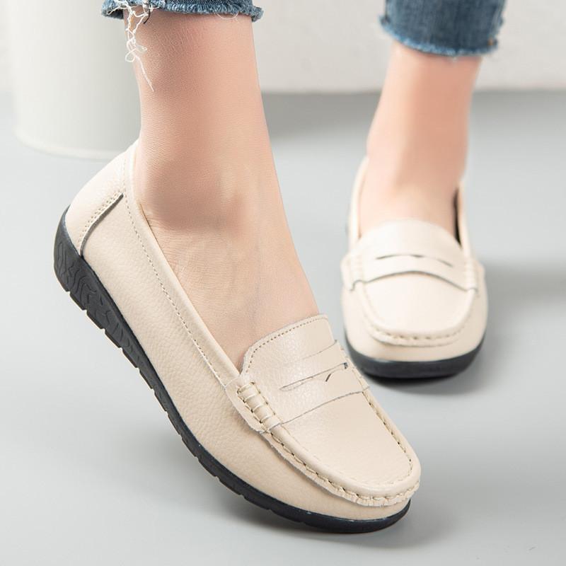 Leather Womens Loafers With Soft Pu Insole For Casual Summer Wear
