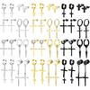 NEWITIN 24 Pairs Stainless Steel Earrings for Men Hypoallergenic Inlaid Cubic Zirconia Studs Hoop Earring Cross Dangle Earrings Unisex Punk Stud