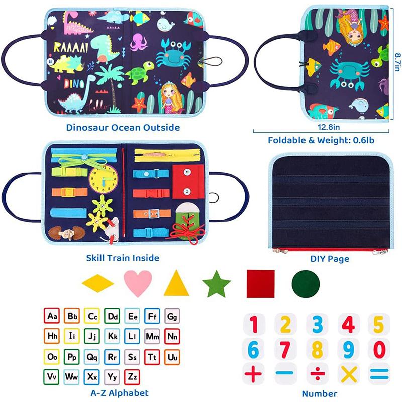 Montessori Busy Book Educational Toys For Toddler Portable Activity Travel Board Fine Motor Skills Early Education Learing Toys