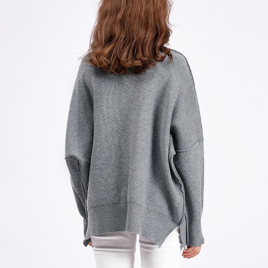 Frauen Herbst Winter Pullover Pullover Oansatz Volle Hülse Lose Oversize Strickwaren Dicke Einfarbig
