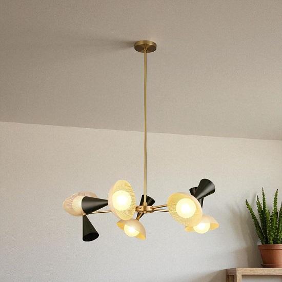 Lustre Sputnik Stilnovo Italiano Moderno de Meados do Século Latão