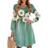 Ladies' Printed Casual And Fashionable V-neck Long Sleeved Mid Length Dress
