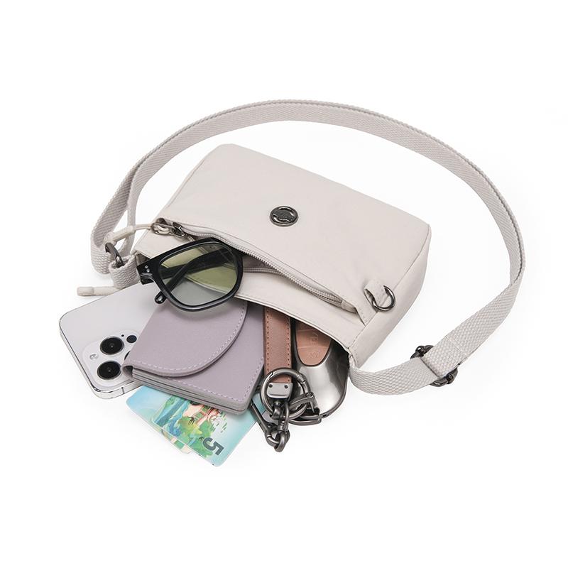 Small Square Bag Women's Lightweight Nylon Multi-Layer Shoulder Crossbody Bag