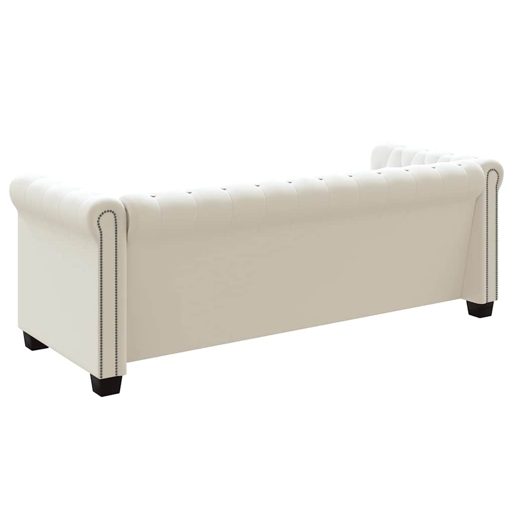 Chesterfield Sofa Set 2 Seater and 3 Seater In White Faux Leather