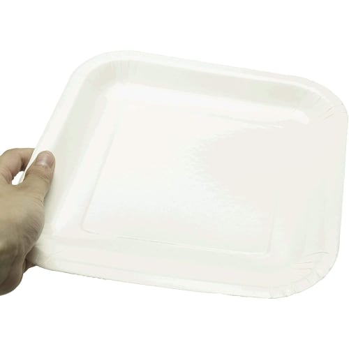 Strix Design Paper Plates, Square, 24-Piece Set, White, Approx. 9.8 X 9.8 X 0.6 Inches (23 X 23 X 1.7 Cm), Water-Resistant and Oil-Resistant, Disposab