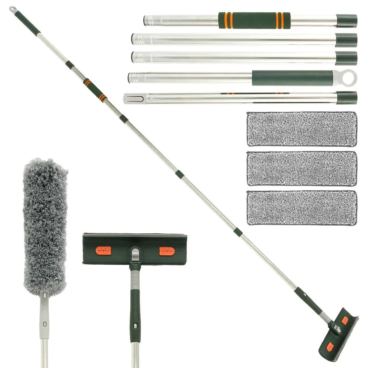 

Скребок для мытья окон Скребок для душа 57/89 дюймов Телескопическое оборудование для мытья окон с головкой и чистящими инструментами Высокое окно