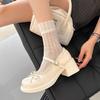 Japanese Jk with Skirt Small Leather 2025 Autumn New Versatile Light Mouth Lace Bow Thick Heel Mary Jane Shoes Women