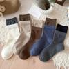 Autumn and Winter Women's Trendy Double-seam Solid Color Versatile and Boneless Warm Pile Socks
