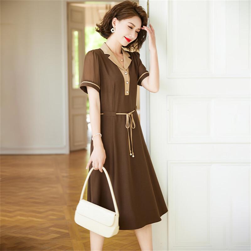Women s Summer Lapel Short-Sleeve Dress 4XL