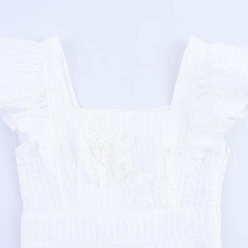 Kaslead New Women clothes Western Style Fashion Temperament Elegant Texture Three-dimensional Flower Decoration Dress