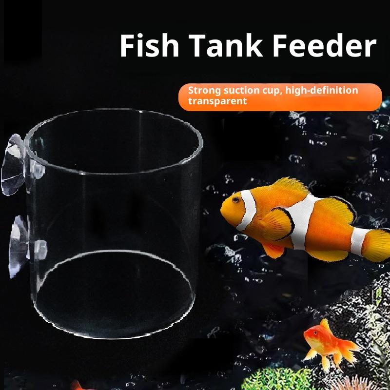 1Pcs Acrylic Fish Tank Fixed Food Dispenser Wide Feeding Area Dispensing Tool Aquarium Fish Food Feeder With Suction Cup