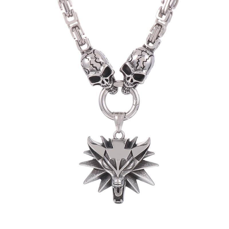 

Fongten Skull Necklace For Men Stainless Steel Square Box Chain Necklace Skeleton Collar Choker Male Silver Color Jewelry 45cm