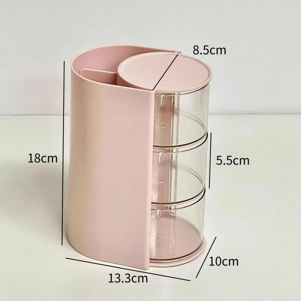 Rotating Dustproof Cosmetic Storage Box - Desktop Organizer for Puff, Lipstick, and More