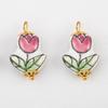 2-pack Ceramic Flower Pendant Multi-color Tulip Flower Retro Oil Painting Style Pendant DIY Necklace Earrings For Women