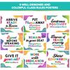 Decorably 10 Colorful Classroom Rules Poster High School, pirational, Matte-Laminated Decor - for Hallways, Bulletin Boards, Library