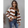 Women's Autumn/Winter Cardigan Clashing Stripes Button Patchwork Woven Sweater