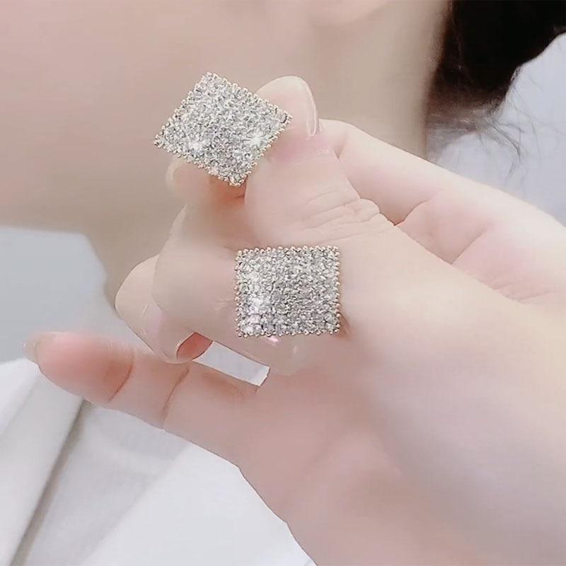 Square Earrings for Women, Fashionable and Sophisticated Earrings, High-end Zircon Earrings, Popular Accessories and Accessories