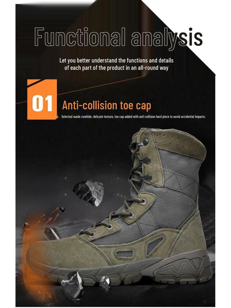Men's Plus Size Lightweight Combat & Tactical Boots - Puncture-Proof Desert Outdoor Footwear