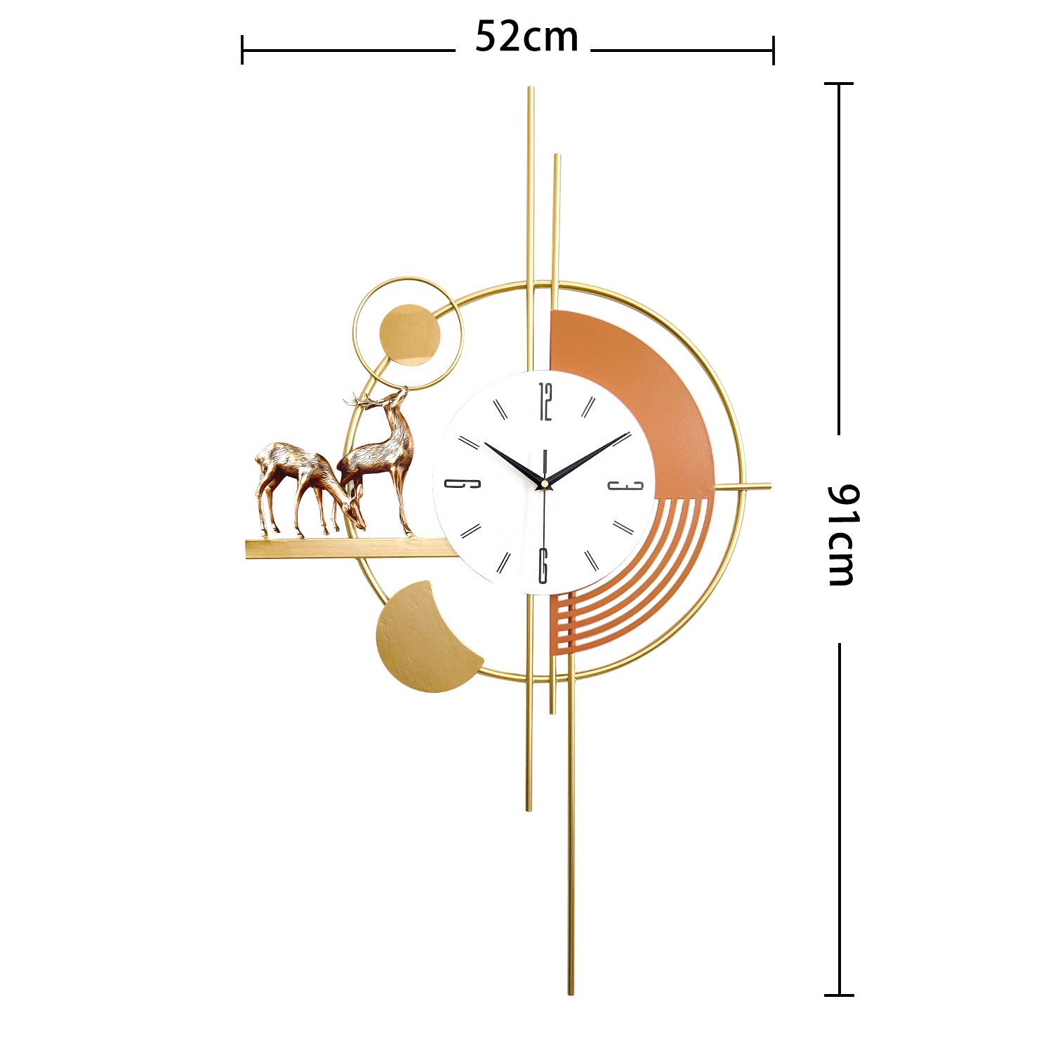 

Роскошные настенные часы в скандинавском минималистичном стиле - Стильный декор для гостиной и модный акцент для дома With Deer Motif оранжевый