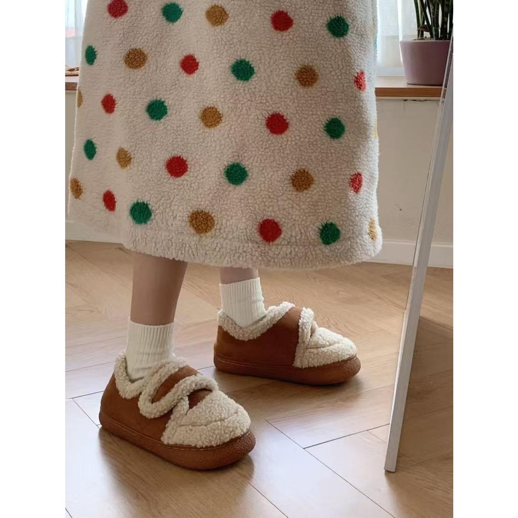 Baumwollschuhe mit gepolsterten Absätzen, Damenschuhe, Schuhe mit dicken Sohlen, Warme Schuhe, Outdoor-Schuhe, Wildlederschuhe, Baumwollpantoffeln