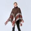 Plus Size Women's Plaid Oversized Batwing Shawl Collar Sweater Coat Soft Stretch, Autumn Winter Warmth, Casual Chic Layering Essential