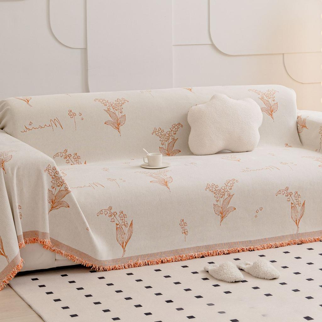 Anti-Scratching Chenille Sofa Towel Modern Minimalist Full Covered Non-Slip Cloth Four Seasons Universal Pure Color Cover Cover