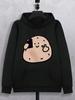 Casual Streetwear Style, Hoodie, Cute Cartoon Potato Selfie Print, Autumn Winter Daily Wear, Gift for Boyfriend Or Best Friend