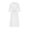 2026 Summer Trendy Lapel Dress: Cotton & Linen, Five-Point Sleeve, Long Skirt