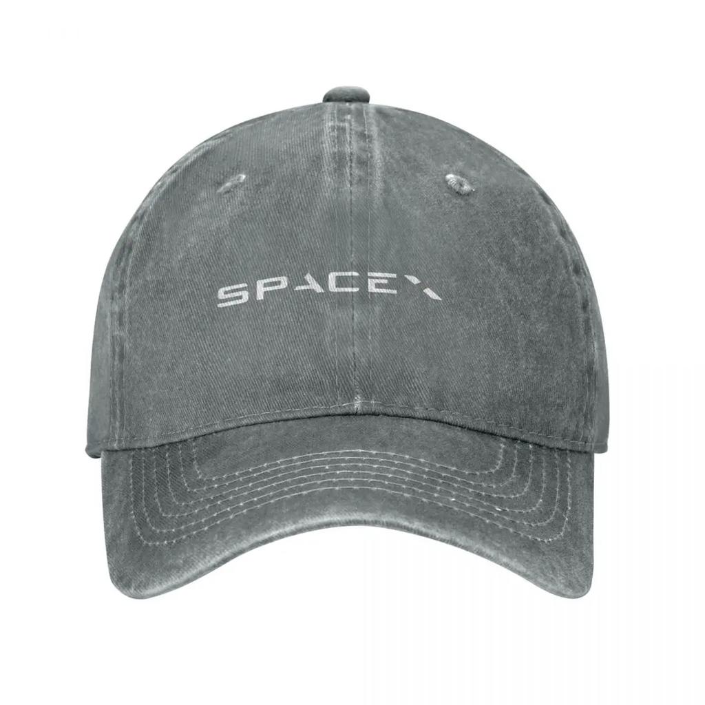 2026 Vintage Ponytail Baseball Cap Adjustable Sunhat Spacex White Logo Spring Summer Cap Washed Casquette Casual