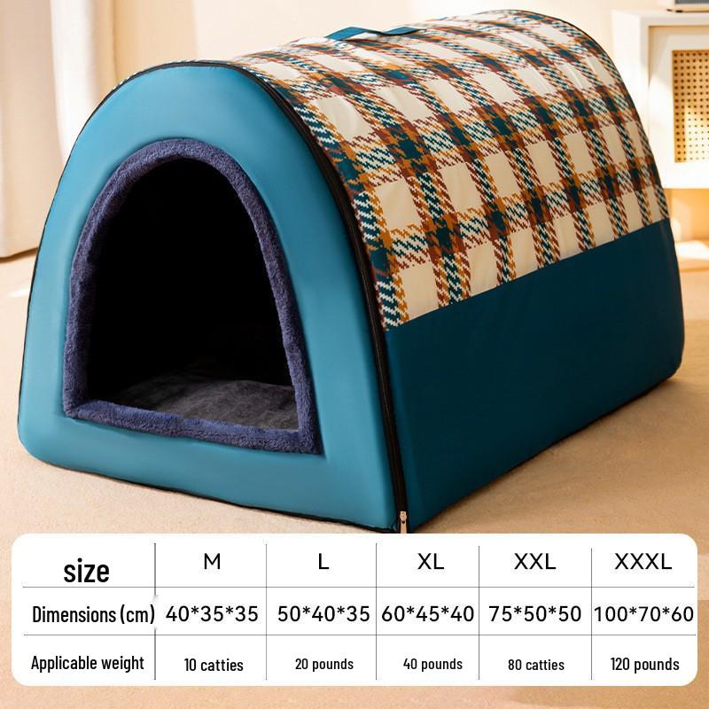Houndstooth Dog Bed for Large Dogs & Cats - Autumn/Winter Deep Sleep Bed