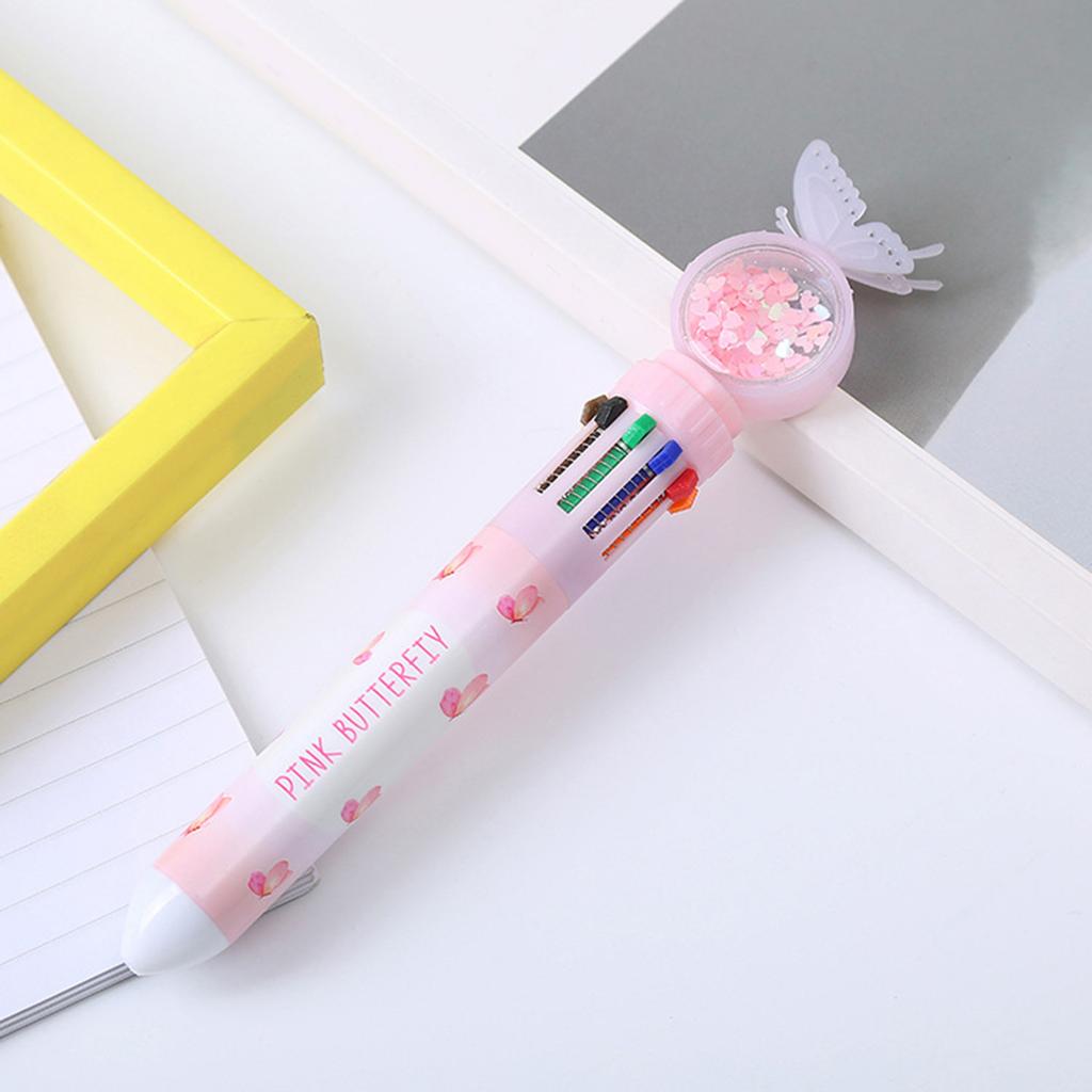 Multicolored Pen Cartoon Ballpoint Pen 10 Color-in-1 Writing Pen Write Smoothly for Student Adult Writing Journaling