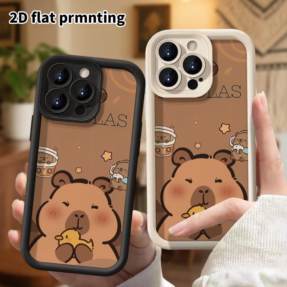 Phone Case: 2D Flat Design Suitable for iPhone 18 17 16 15 14 13 Pro Stepped Protective Case, with Text Capybara, Christmas and Halloween Holiday Gift